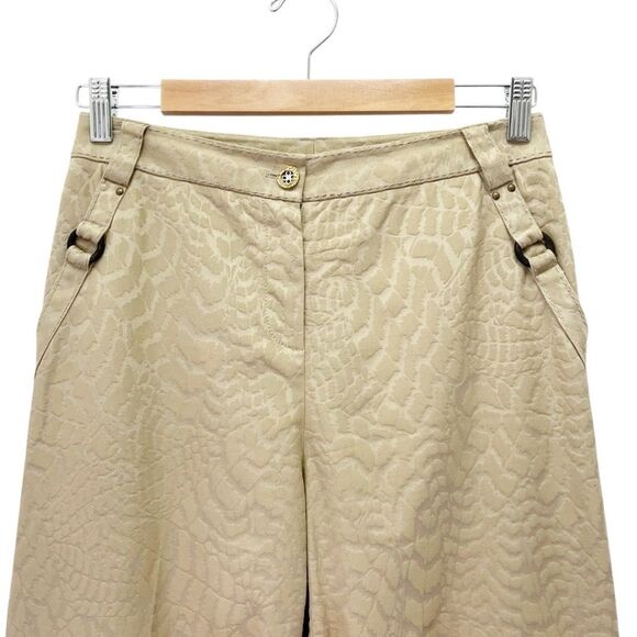 St. John Sport Tan Jacquard Pants Size 2 Textured Straight Leg Animal Print VTG - Picture 5 of 11